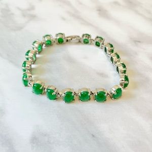 Silver & green stone bracelet